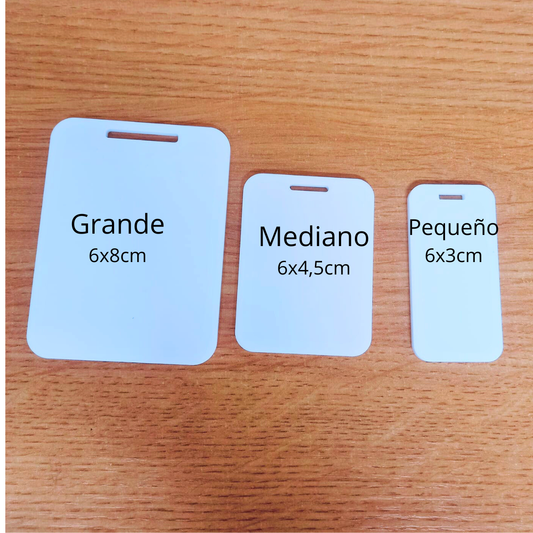 Tag acrílico Blanco Sublimable 6x8cm