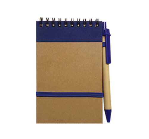 Pack 10 un libreta ecológica AZUL con lápiz